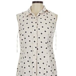 Anne Klein Black and Cream Polka Dot Blouse